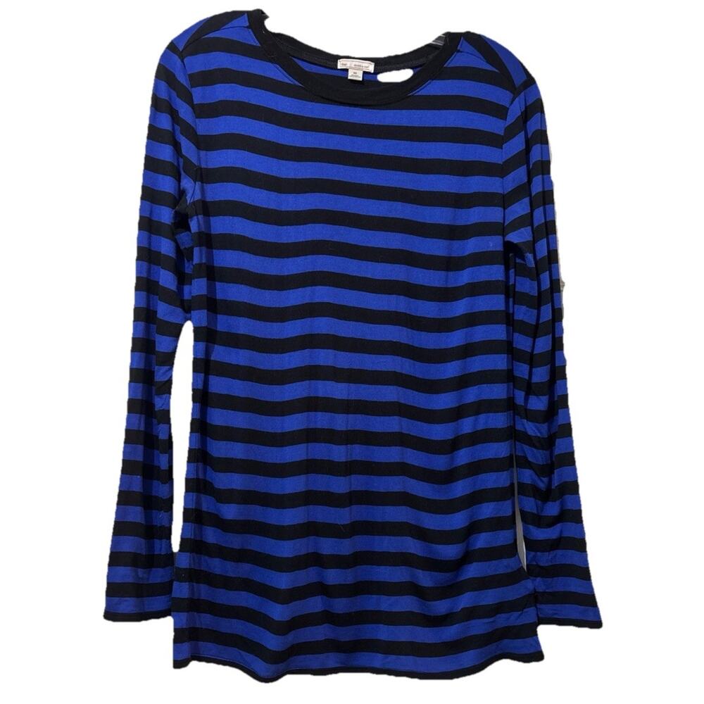 Gap blue-and-black striped long-sleeve T-shirt Size XS Super Soft Casual Tee